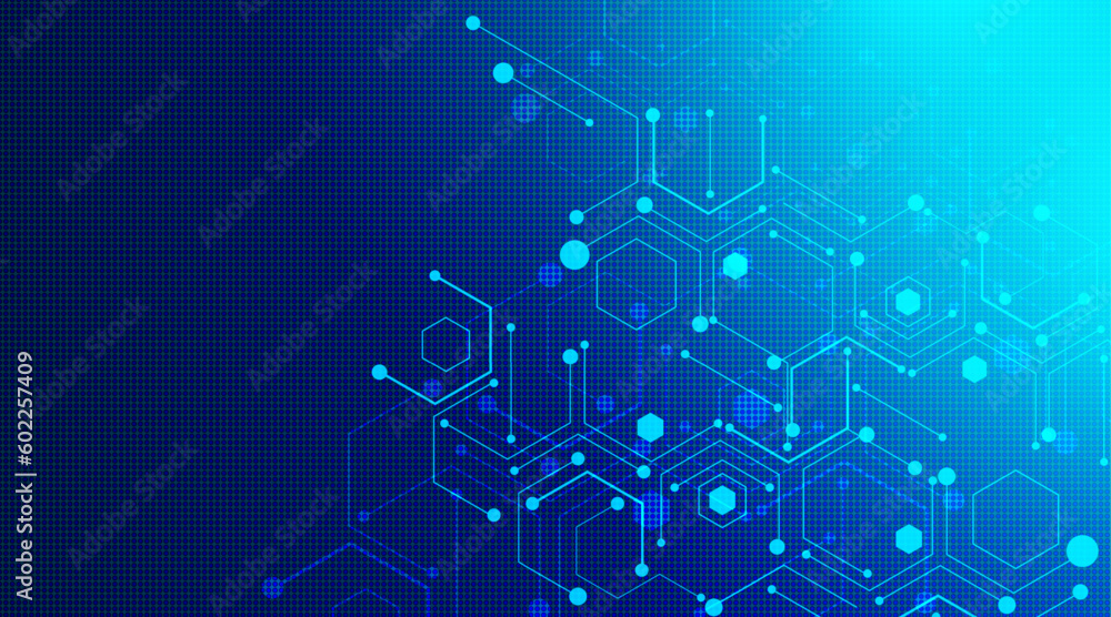 Poster abstract computer technology background with circuit board and hexagon tech.vector illustration