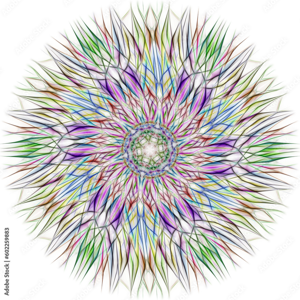 Aufkleber spirograph style overlapping colourful pattern and design on a plain white background
