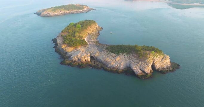 Spring seaside scenery of Binhai Road in Dalian, Liaoning province, China
