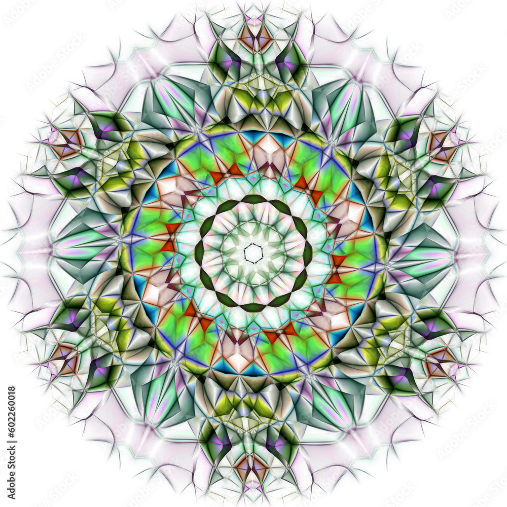 Aufkleber spirograph style overlapping colourful pattern and design on a plain white background