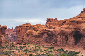 Fototapeta premium arches and sandstone formations at arches nationalpark in utah usa