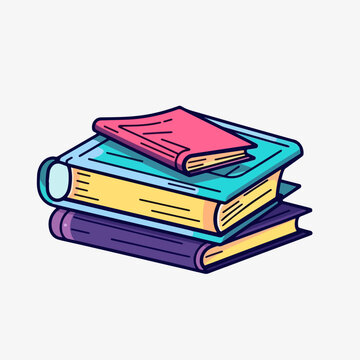 Vector cartoon icon illustration of a stack of books, in a flat style as a tool or medium for writing and taking notes. It adds to someone's knowledge and intelligence