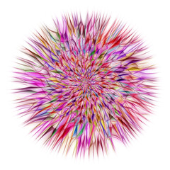 Spirograph style overlapping colourful pattern and design on a plain white background