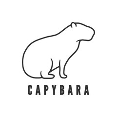 Black and White Capybara Logo Vector Illustration. Design template for logo company, icon, symbol, emblem