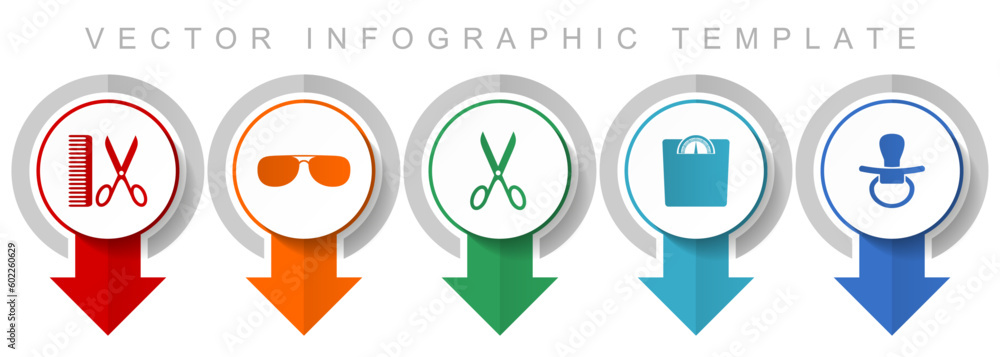 Aufkleber Lifestyle icon set, miscellaneous pointer icons such as barber, sun glasses, scissors, weight and nipple for webdesign and mobile applications, modern design infographic vector template