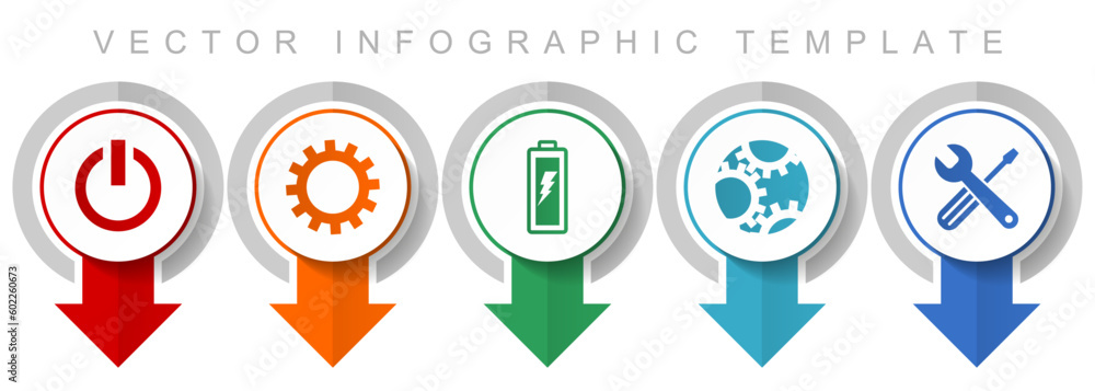 Poster Industry icon set, miscellaneous pointer icons such as power, cogwheel, battery and tools for webdesign and mobile applications, modern design infographic vector template
