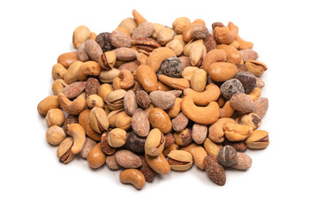  A group of almonds, pistachios, walnuts, macadamia, cashews.