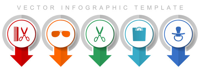 Lifestyle icon set, miscellaneous pointer icons such as barber, sun glasses, scissors, weight and nipple for webdesign and mobile applications, modern design infographic vector template