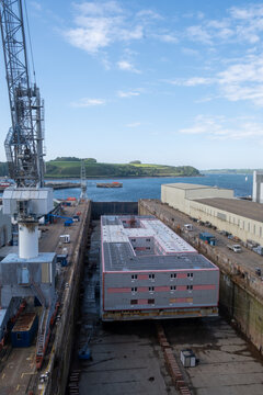 Barge Awaiting Refurbishment Falmouth Docks Cornwall England Uk 