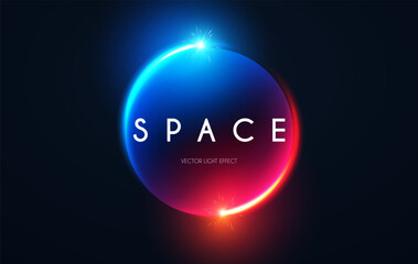 Circle light effect. Shining magic background with blue and pink glowing light.