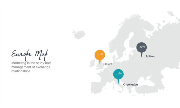 Europe map infographic. Slide presentation. Global business marketing concept. Color country. World transportation data.