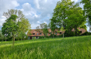 house on the hill during springtime