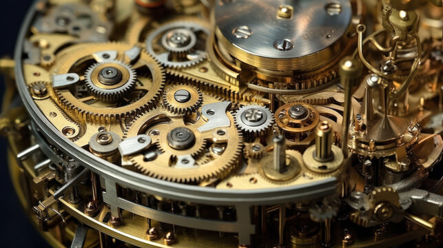 Steampunk Macro: The Intricate Movement. Generative AI