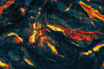 Abstract mass of dark blue color with fiery tongues