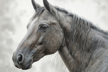 Realistic and Lifelike Drawing of a Horse with Intricate Details and Delicate Shading: A Showcase of Exquisite Artistry, generative AI