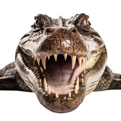 Obraz premium Close up of alligator isolated on transparent background, Generative Ai