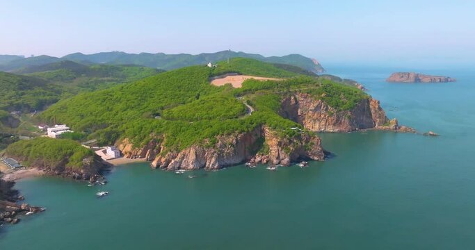 Spring seaside scenery of Binhai Road in Dalian, Liaoning province, China