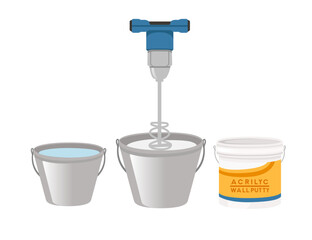 Professional construction mixer handle portable device for mixing liquids vector illustration isolated on white background