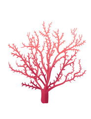 Red color underwater seaweed vector illustration isolated on white background