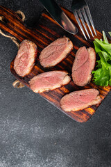 duck breast roasted meat poultry meal food snack on the table copy space food background rustic top view