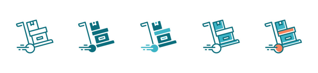 trolley cart icon vector for fast delivery shipping signs line illustration