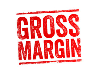 Gross Margin is the difference between revenue and cost of goods sold, divided by revenue, text concept stamp