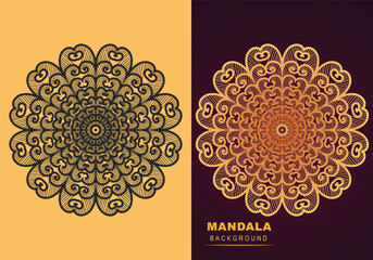 Set collection mandala with gold color floral ornament pattern vector decor unique design creative style