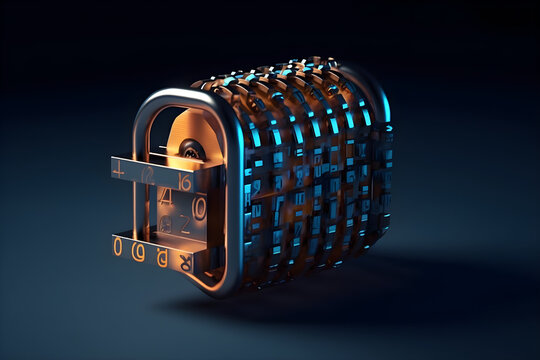 Security - conceptual illustration depicting a sturdy lock made from digits. Generative AI