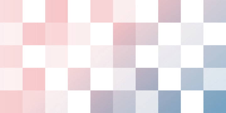 Abstract Tiled Surface Pattern, Squares Colored in Random Shades of Pink, Blue and White - Wide Scale Geometric Mosaic Texture - Colorful Minimalist Modern Style Vector Background Design