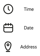 time date address black line vector design
