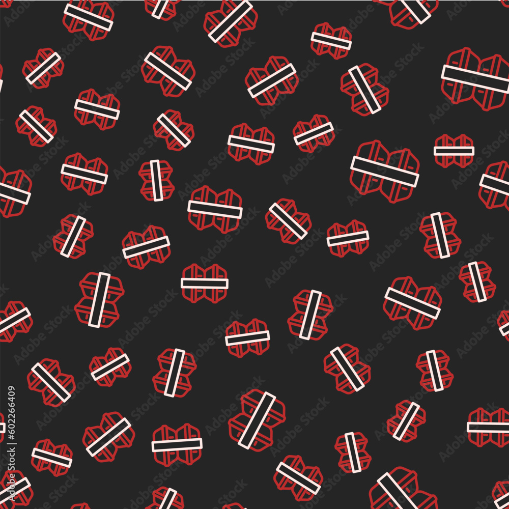 Poster line lunch box icon isolated seamless pattern on black background. vector