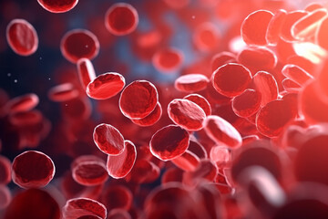 Human Red Blood Cells in Vein - Medical Science Illustration, Generative AI