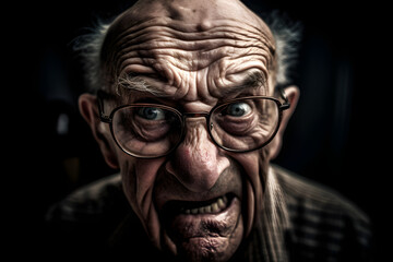 Funny old man who is extremely angry and outraged Generative AI