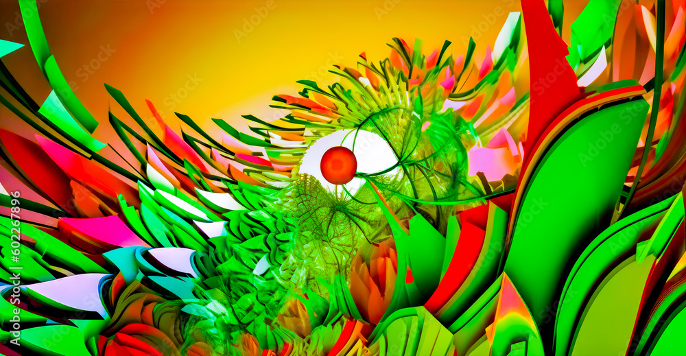 Aufkleber digital painting of bird with red ball in it's beak. generative ai.
