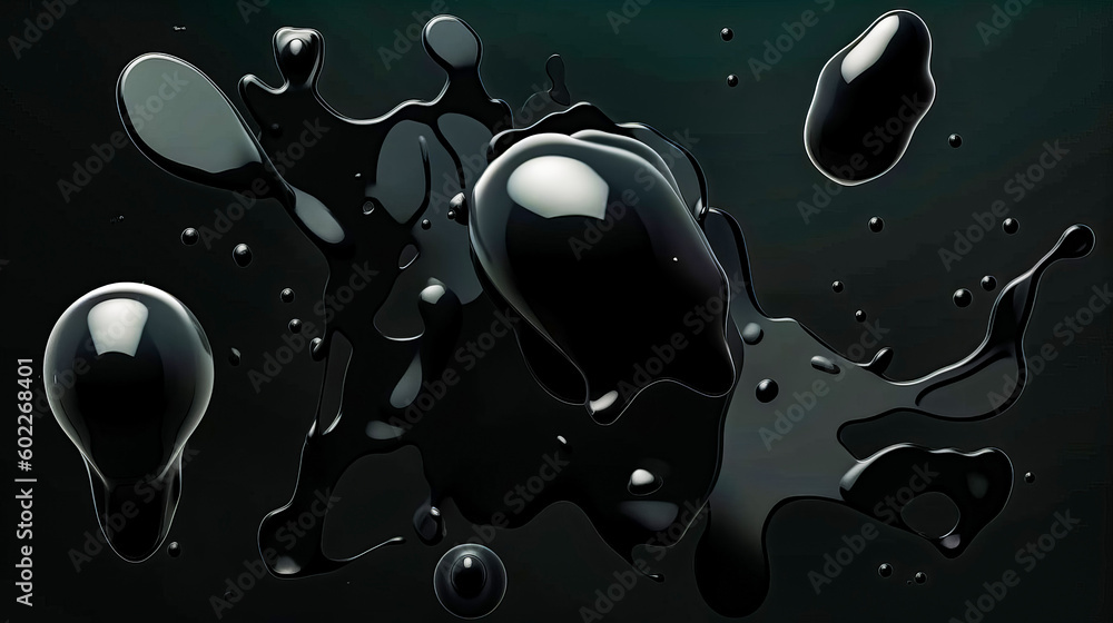 Poster black liquid background with drop of water on top of the image. generative ai.