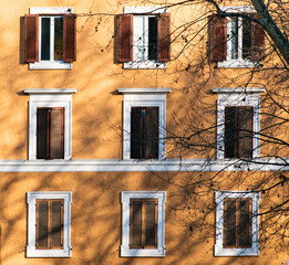old windows in the building