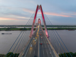 Nhat Tan bridge at sunset in Hanoi, Vietnam