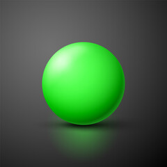 Green ball. Sphere on a dark background. Vector for your graphic design.