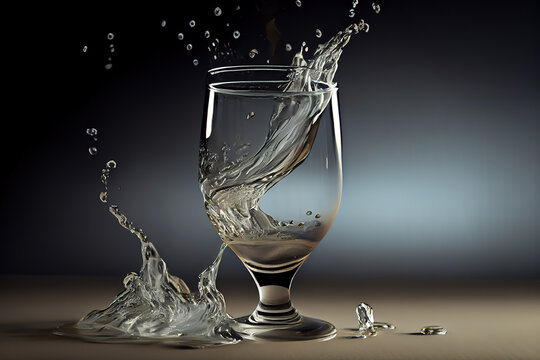 water pouring into glass. Generative Ai