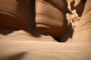 inside a canyon, sand colors generative ai