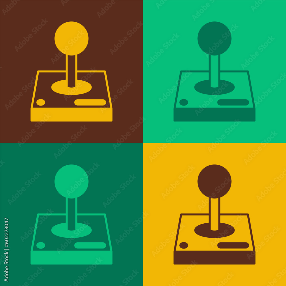 Poster pop art joystick for arcade machine icon isolated on color background. joystick gamepad. vector