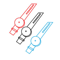 Smart Watches Wireframe Outline Icons Isolated on White Background. Vector Illustration