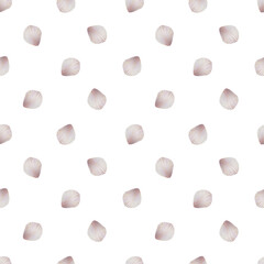 Watercolor seamless pattern with shells. Hand painting clipart underwater life objects on a white isolated background. For designers, decoration, postcards, wrap