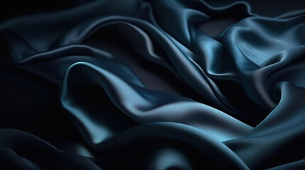 Fototapeta premium Abstract dark blue background Silk satin Navy blue color. Generative Ai