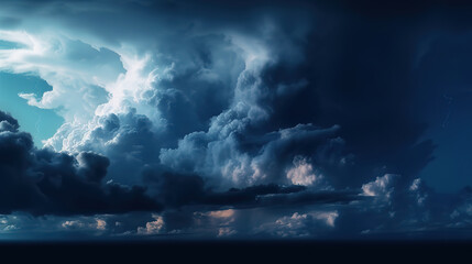 Obraz premium Black dark blue night sky. Stars. White cumulus clouds. Generative Ai