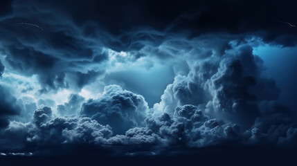 Fototapeta na wymiar Black dark blue night sky. Stars. White cumulus clouds. Generative Ai