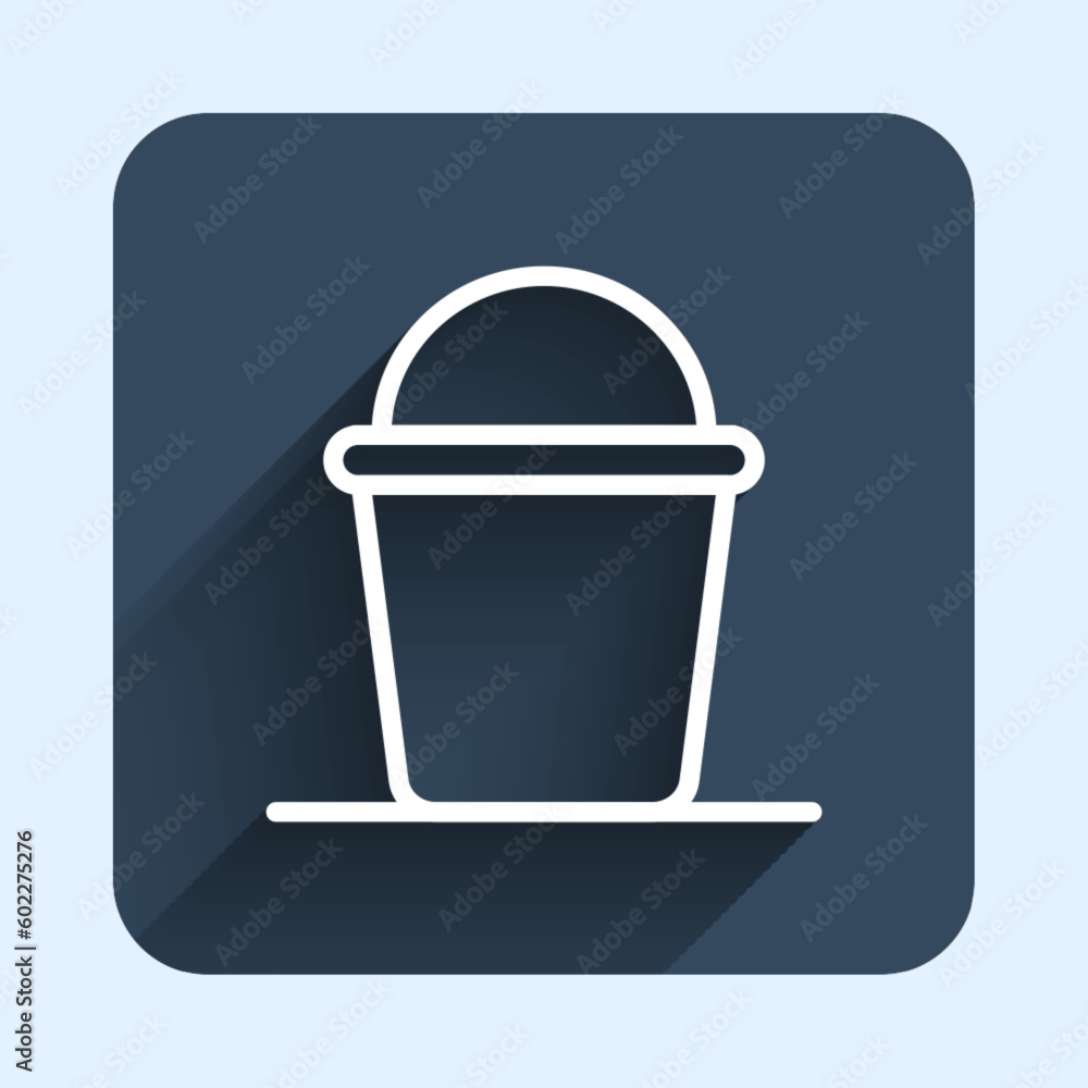 Aufkleber white line bucket icon isolated with long shadow background. blue square button. vector