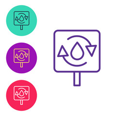 Set line Recycle clean aqua icon isolated on white background. Drop of water with sign recycling. Set icons colorful. Vector