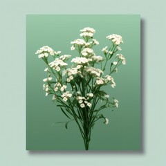Gypsophila flowers pattern on green background,Flowers composition,background,Copy space,Pastel colors,Generative, AI, Illustration.