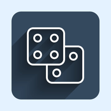 recommend clip art: White line Game dice icon isolated with long shadow background. Casino gambling. Blue square button. Vector